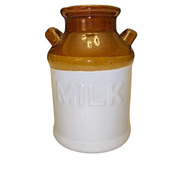 Vintage Ceramic Brown and White Decorative Milk Jug - Picture 1 of 11
